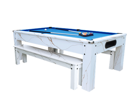 โต๊ะพูล 3IN1 POOL BILLIARD รุ่น V.18 ขนาด 8 ฟุต โต๊ะสีขาวลายหินอ่อน_0